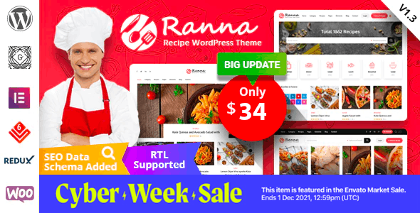 WordPress主题Ranna 1.4.2 美食烹饪食谱配方博客网站WP主题 - 图片1 WordPress主题Ranna 1.4.2 美食烹饪食谱配方博客网站WP主题 - 图片1