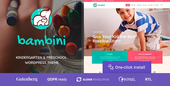 Bambini幼儿园托儿所学前班网站WordPress主题 Bambini幼儿园托儿所学前班网站WordPress主题