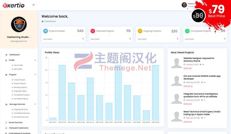 Exerio汉化版(v1.3.3)自由劳力服务市场|项目外包WordPress主题 - 图片3
