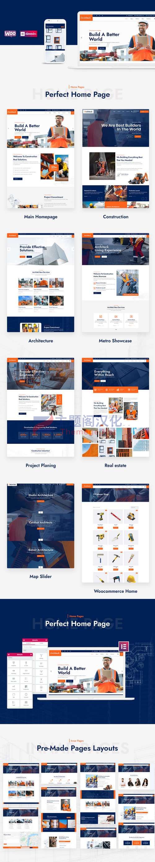 Architeck汉化版V2.2 建筑施工和房地产企业网站WordPress主题 - 图片2