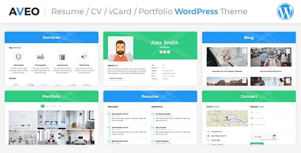 WordPress主题Aveo 1.4.2 在线个人简历和CV名片作品集WP主题 WordPress主题Aveo 1.4.2 在线个人简历和CV名片作品集WP主题