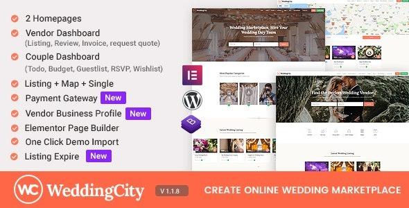 WordPress主题WeddingCity 1.2.6 婚礼婚庆婚纱摄影商家业务目录列表主题 WordPress主题WeddingCity 1.2.6 婚礼婚庆婚纱摄影商家业务目录列表主题