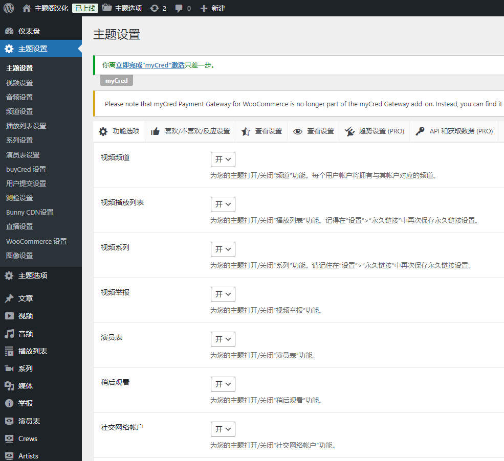 VidSite汉化版v2.3.9_WordPress会员制影视短视频主题 - 图片5