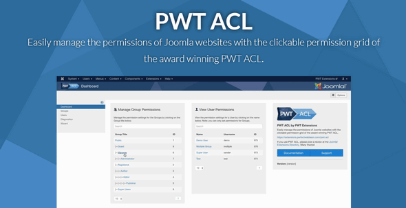 PWT ACL用户权限管理系统ACL管理器Joomla插件 - 图片1 PWT ACL用户权限管理系统ACL管理器Joomla插件 - 图片1