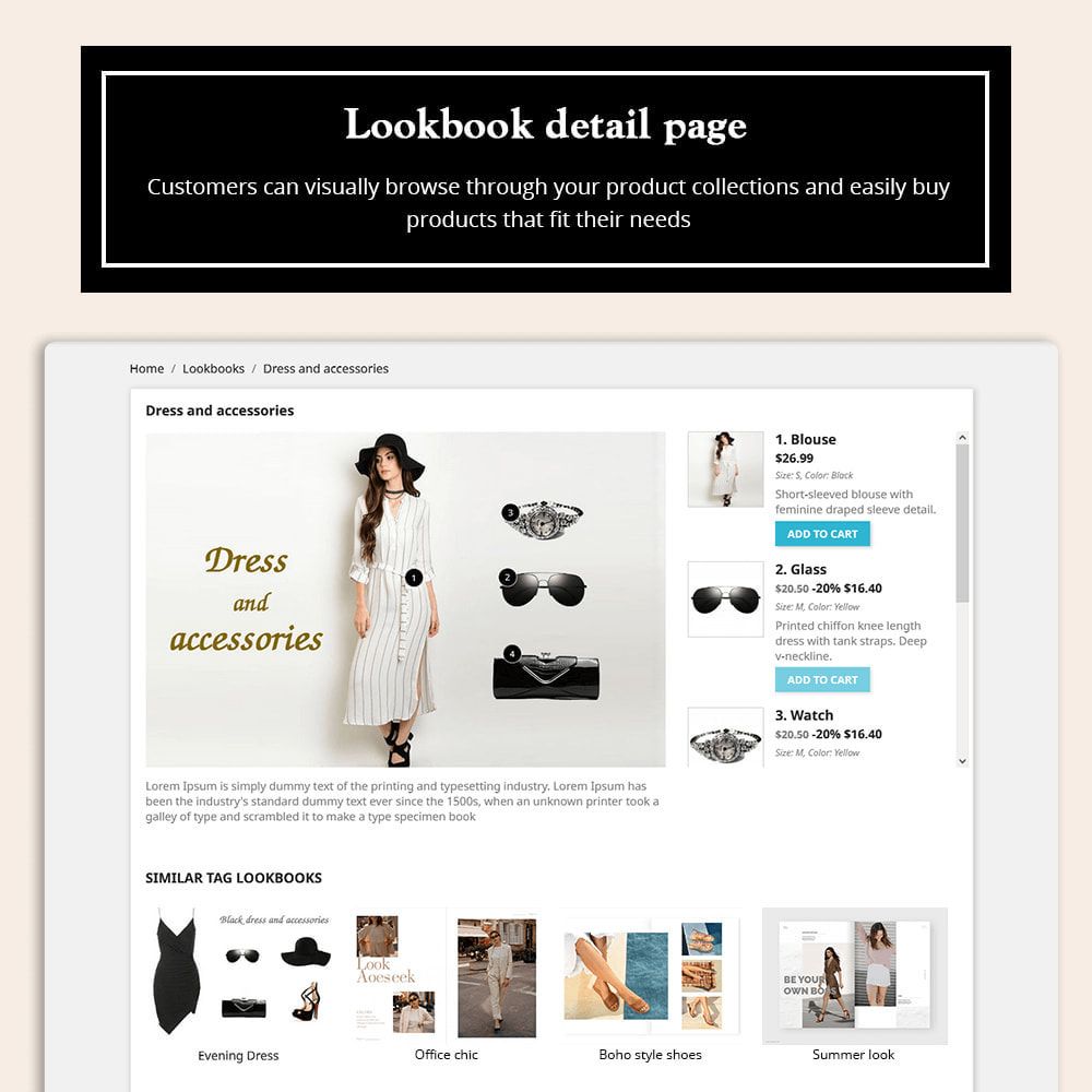 Lookbook(v2.2.6) 成套产品购物图集选购Prestashop插件 - 图片2