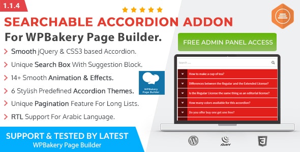 Ultimate Searchable Accordion 2.0.1 可搜索手风琴WPBakery插件 Ultimate Searchable Accordion 2.0.1 可搜索手风琴WPBakery插件