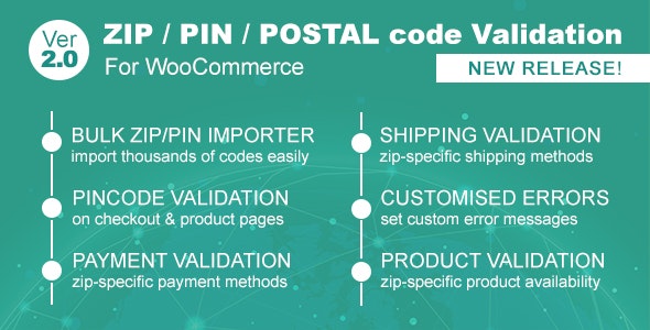 Zip/Pin/邮政编码验证器WooCommerce插件V2.1 Zip/Pin/邮政编码验证器WooCommerce插件V2.1