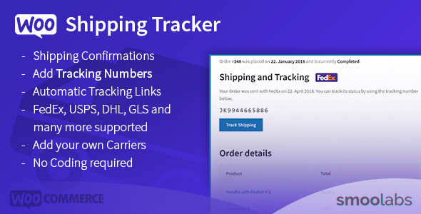 WooCommerce Shipping Tracker物流进度查询跟踪插件V2.1 WooCommerce Shipping Tracker物流进度查询跟踪插件V2.1