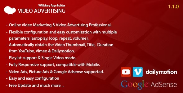 Video Advertising带播放列表视频广告营销WPBakery组件V1.0.8 - 图片1 Video Advertising带播放列表视频广告营销WPBakery组件V1.0.8 - 图片1