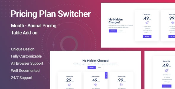 Pricing Plan Switcher终极定价表元素Elementor组件V1.0.2 Pricing Plan Switcher终极定价表元素Elementor组件V1.0.2
