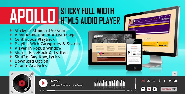 Apollo粘滞全宽HTML5音频播放器WordPress插件V3.5.2 Apollo粘滞全宽HTML5音频播放器WordPress插件V3.5.2