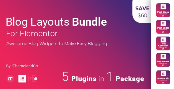 Blog Layouts含6风格博客布局小工具集Elementor组件1.7.0 - 图片1 Blog Layouts含6风格博客布局小工具集Elementor组件1.7.0 - 图片1