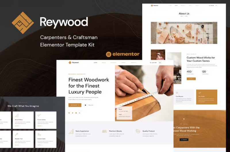 Reywood木匠木工和家具制作企业网站Elementor模板 Reywood木匠木工和家具制作企业网站Elementor模板