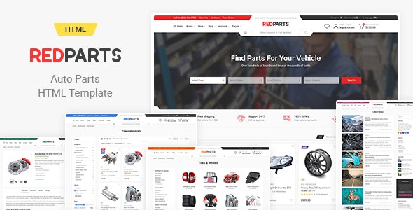 RedParts五金工具和汽车零配件销售HTML5网站模板V1.3.1 RedParts五金工具和汽车零配件销售HTML5网站模板V1.3.1