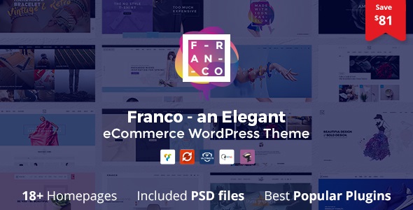 WordPress主题Franco 1.3.6 含18首页优雅电子商务网站模板 WordPress主题Franco 1.3.6 含18首页优雅电子商务网站模板