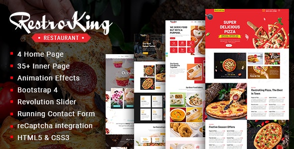 RestroKing蛋糕披萨和面包店HTML5网站模板V1.1 - 图片1 RestroKing蛋糕披萨和面包店HTML5网站模板V1.1 - 图片1