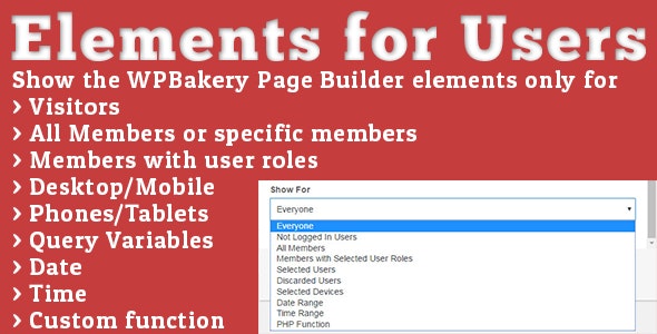 Elements for Users内容访问权限控制WPBakery组件V1.5.6 - 图片1 Elements for Users内容访问权限控制WPBakery组件V1.5.6 - 图片1