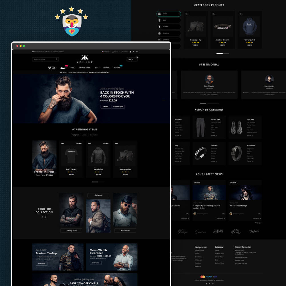 Killur酷黑风格时装服装配饰跨境电商Prestashop主题V4.0.4 - 图片2 Killur酷黑风格时装服装配饰跨境电商Prestashop主题V4.0.4 - 图片2