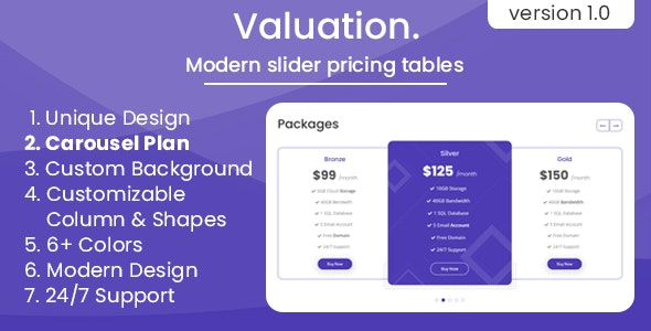 Valuation响应式定价表和价格表滑块CSS代码模板 - 图片1 Valuation响应式定价表和价格表滑块CSS代码模板 - 图片1