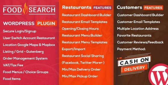 WP Food Search单&多餐厅菜单和线上订餐WordPress插件V1.1.1版 - 图片1 WP Food Search单&多餐厅菜单和线上订餐WordPress插件V1.1.1版 - 图片1