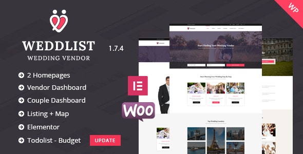 Weddlist婚庆和婚纱摄影企业目录网站WordPress主题V1.7.4版 Weddlist婚庆和婚纱摄影企业目录网站WordPress主题V1.7.4版
