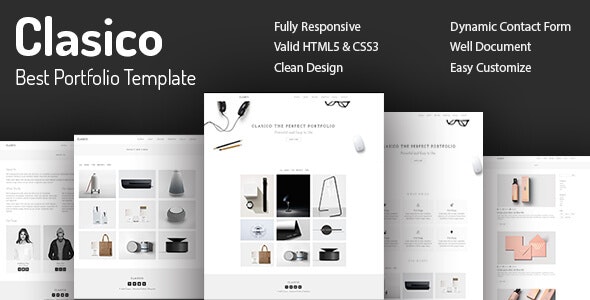 Clasico极简平面设计样机作品展示网站HTML5模板 Clasico极简平面设计样机作品展示网站HTML5模板