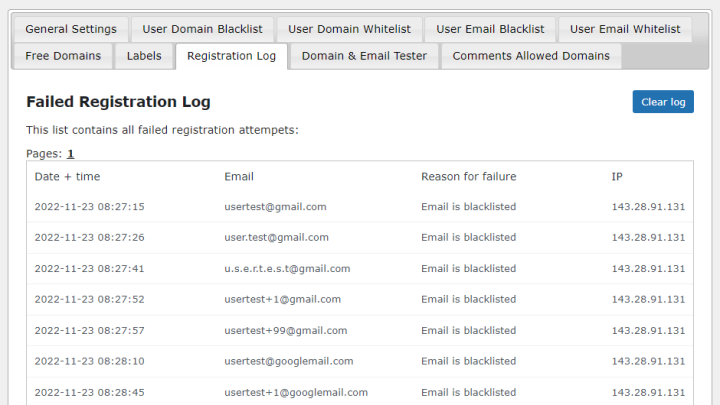 E-Mail Blacklist Pro注册邮箱黑名单WordPress插件-1