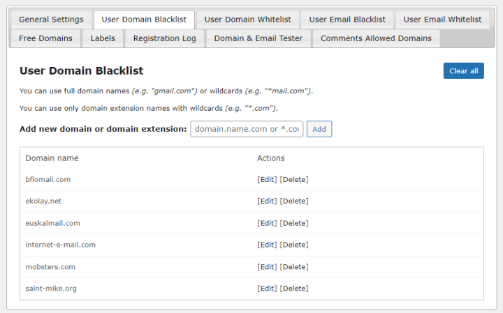 E-Mail Blacklist Pro注册邮箱黑名单WordPress插件-1