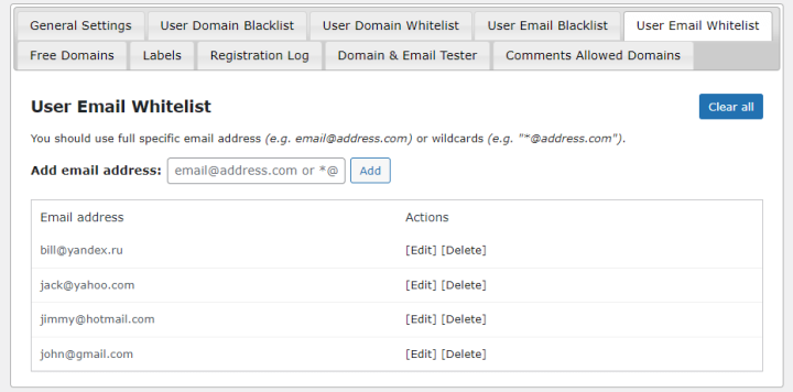 E-Mail Blacklist Pro注册邮箱黑名单WordPress插件-1