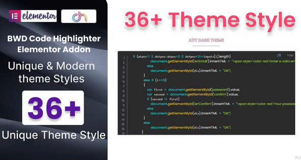 Code Highlighter代码高亮和格式化Elementor组件 Code Highlighter代码高亮和格式化Elementor组件