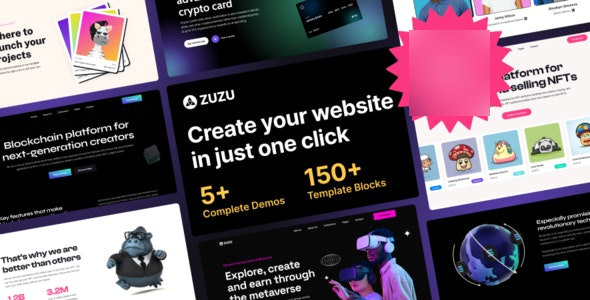 Zuzu加密货币区块链&NFT作品集推介网站WordPress主题 - 图片1 Zuzu加密货币区块链&NFT作品集推介网站WordPress主题 - 图片1