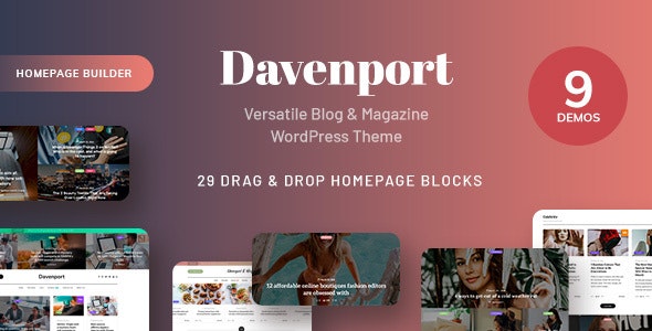 Davenport含9组演示多功能博客和杂志网站WordPress主题V1.3 - 图片1 Davenport含9组演示多功能博客和杂志网站WordPress主题V1.3 - 图片1