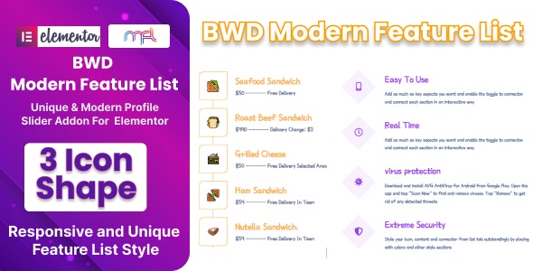 Feature List Addon功能特色列表元素Elementor组件V1.0 - 图片1 Feature List Addon功能特色列表元素Elementor组件V1.0 - 图片1