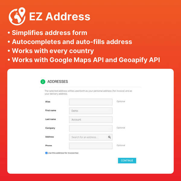 EZ Address地址自动补全Prestashop插件V1.0 EZ Address地址自动补全Prestashop插件V1.0