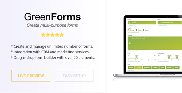 Green Forms(v1.56)强大高效表单生成器WordPress插件 - 图片1 Green Forms(v1.56)强大高效表单生成器WordPress插件 - 图片1