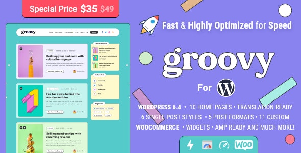 Groovy现代轻量级多彩博客网站WordPress主题V2.3.0 Groovy现代轻量级多彩博客网站WordPress主题V2.3.0