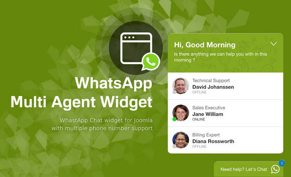 WhatsApp Multi Agent多客服号码浮动聊天Joomla插件V1.6.0 WhatsApp Multi Agent多客服号码浮动聊天Joomla插件V1.6.0