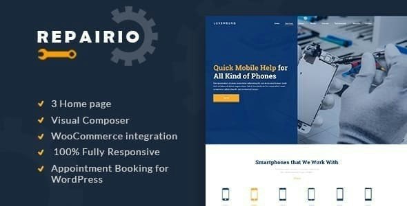 Repairio手机维修网站模板WordPress主题 Repairio手机维修网站模板WordPress主题