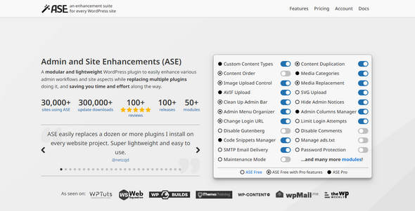 ASE Pro汉化版_WordPress后台增强优化插件 - 图片1 ASE Pro汉化版_WordPress后台增强优化插件 - 图片1