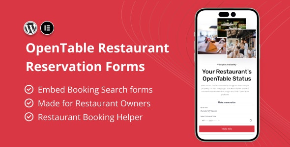 OpenTable餐厅预订表单构建器Elementor组件 OpenTable餐厅预订表单构建器Elementor组件