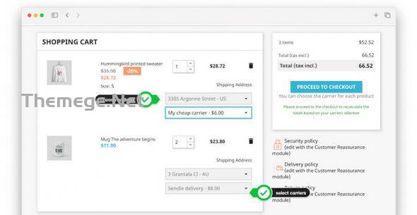 Multi shipping cart 1.6.4 多送货地址购物车Prestashop插件 Multi shipping cart 1.6.4 多送货地址购物车Prestashop插件