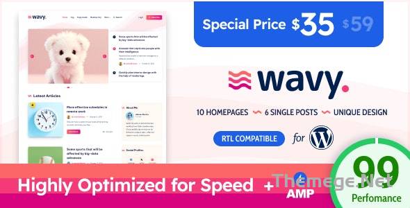 Wavy轻量级高性能博客网站WordPress主题V1.8.5 Wavy轻量级高性能博客网站WordPress主题V1.8.5