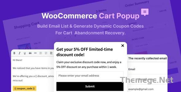 WooCommerce Cart Popup废弃购物车恢复营销插件 WooCommerce Cart Popup废弃购物车恢复营销插件