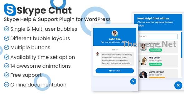 Skype Chat Support Pro网站在线咨询悬浮按钮WordPress插件 - 图片1 Skype Chat Support Pro网站在线咨询悬浮按钮WordPress插件 - 图片1
