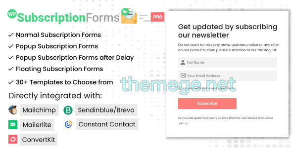 WP Subscription Forms PRO(v2.0.4)高级订阅表单生成器插件 - 图片1 WP Subscription Forms PRO(v2.0.4)高级订阅表单生成器插件 - 图片1