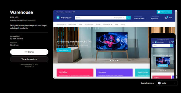 Warehouse(v4.2.3)数码3C家电跨境电商平台SHopify主题 Warehouse(v4.2.3)数码3C家电跨境电商平台SHopify主题