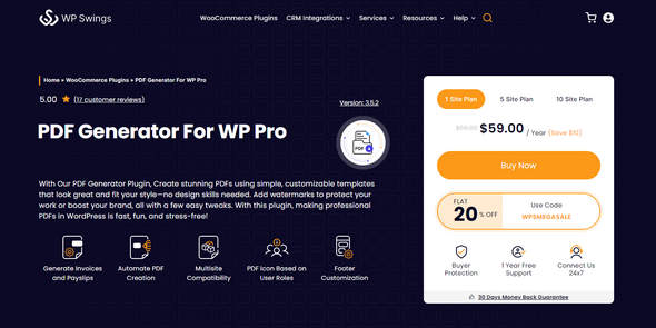 PDF Generator Pro破解版(v3.5.2)文章转PDF文档生成器WordPress插件 PDF Generator Pro破解版(v3.5.2)文章转PDF文档生成器WordPress插件