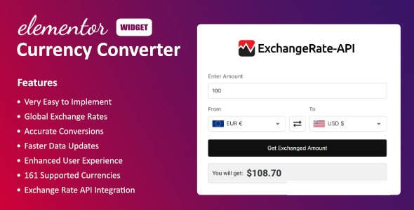Currency Converter Widget 1.3.0 Elementor货币转换插件 Currency Converter Widget 1.3.0 Elementor货币转换插件