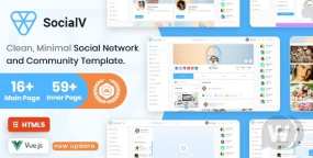 HTML5模板SocialV 2.1 Vue Js社交网络和社区管理HTML5模板