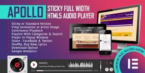 Apollo粘性全屏HTML5音频播放器Elementor组件V1.4.1
